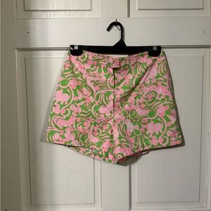 Vintage Lilly Pulitzer Pink and Green Women's Shorts